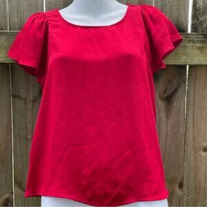 Forever 21 sheer Red short sleeve holiday blouse